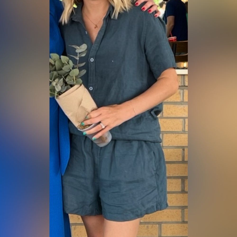 Bed Threads Teal (Petrol) Linen Short Set